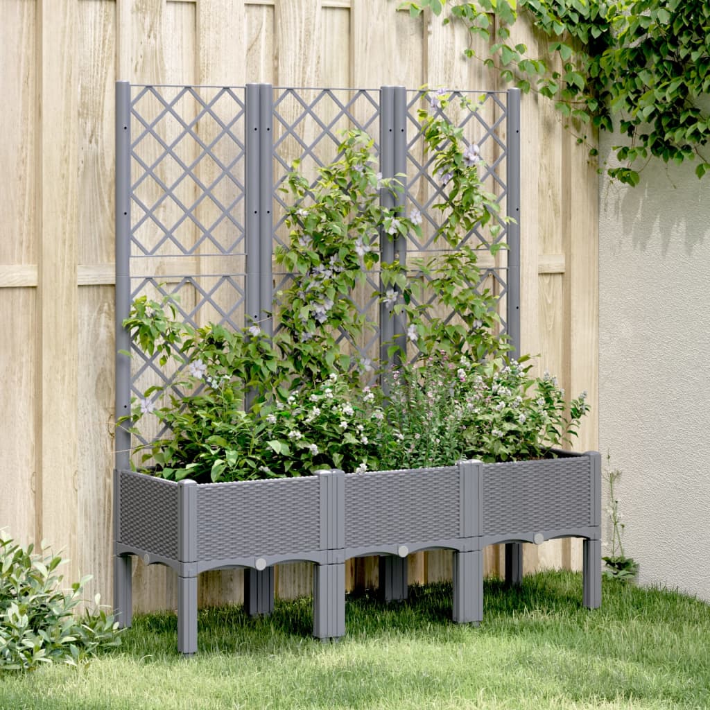 Plantekasse med espalier blågrå 120x40x142 cm PP