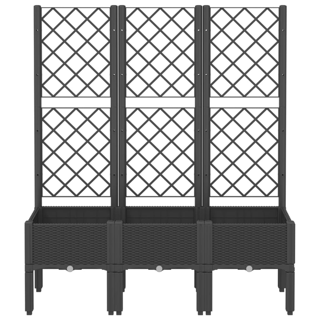Plantekasse med espalier svart 120x40x142 cm PP