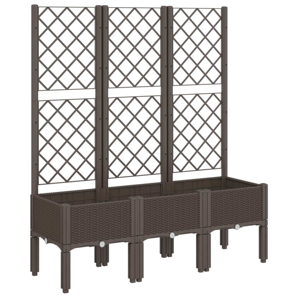 Plantekasse med espalier brun 120x40x142 cm PP
