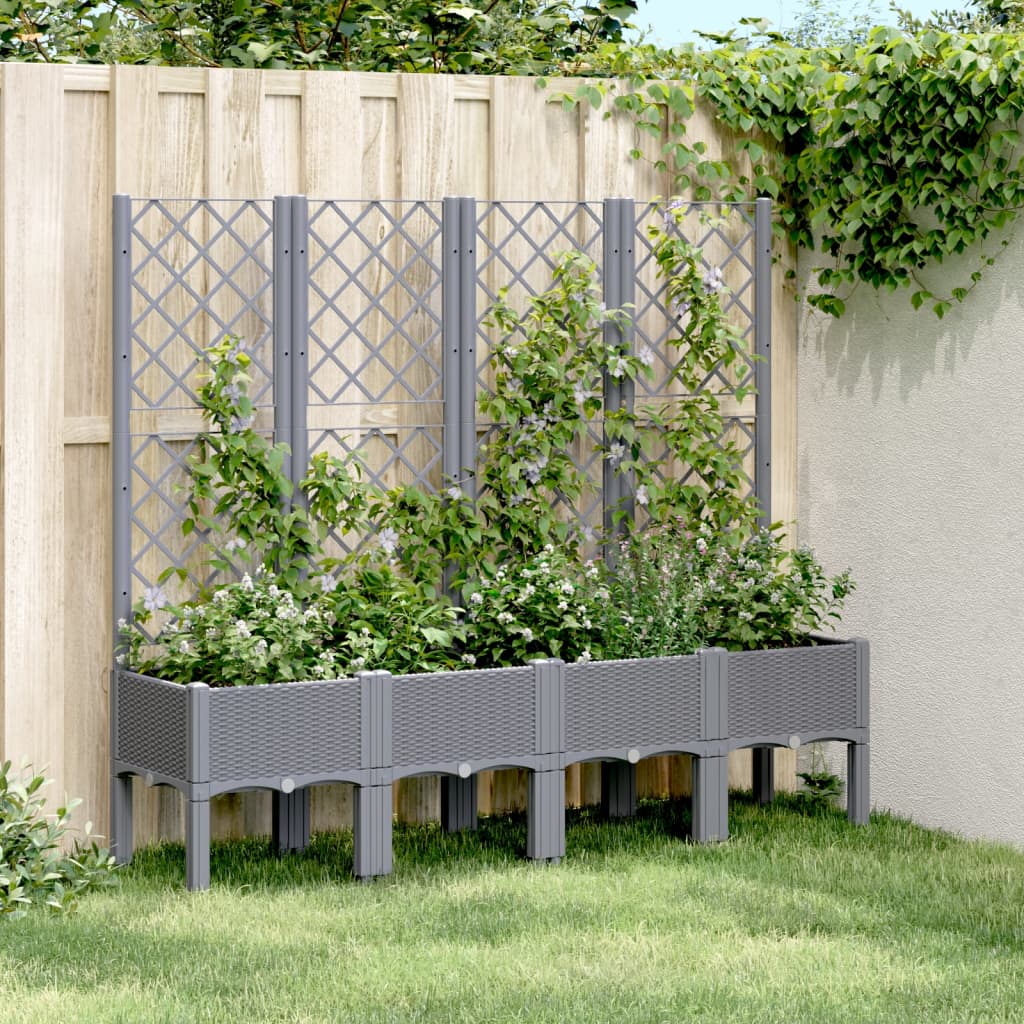 Plantekasse med espalier blågrå 160x40x142 cm PP
