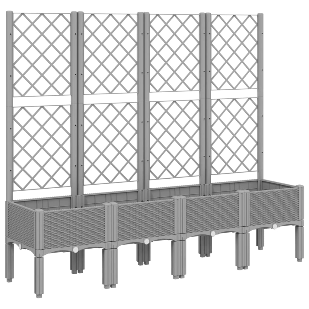 Plantekasse med espalier lysegrå 160x40x142 cm PP