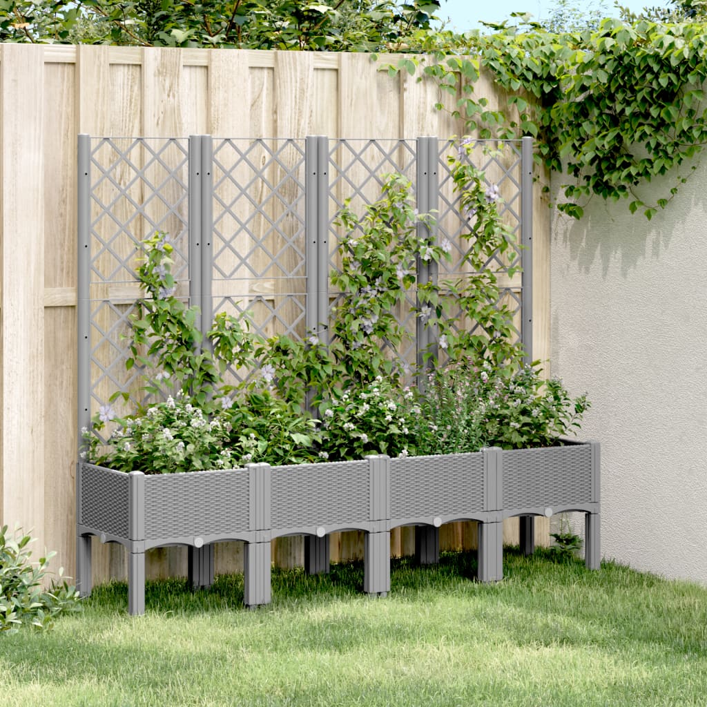 Plantekasse med espalier lysegrå 160x40x142 cm PP