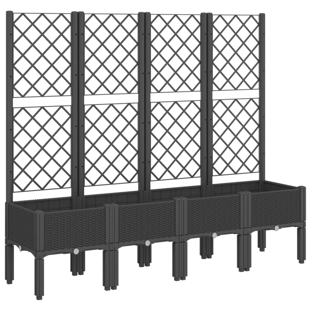 Plantekasse med espalier svart 160x40x142 cm PP