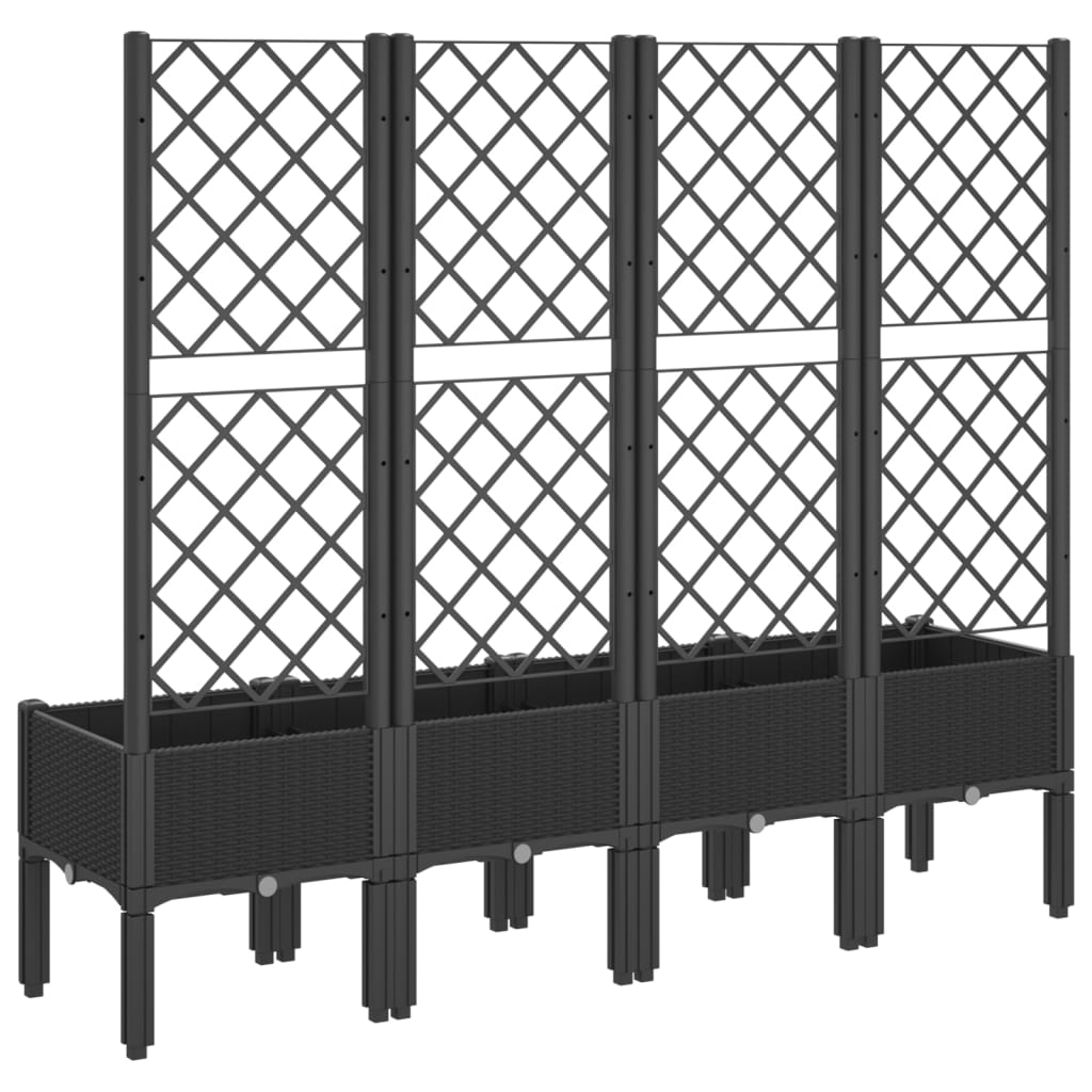 Plantekasse med espalier svart 160x40x142 cm PP