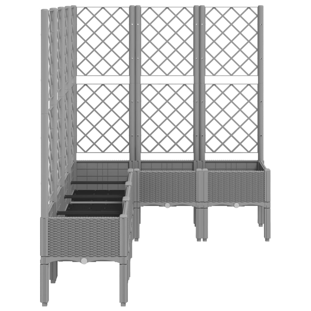 Plantekasse med espalier lysegrå 160x120x142 cm PP
