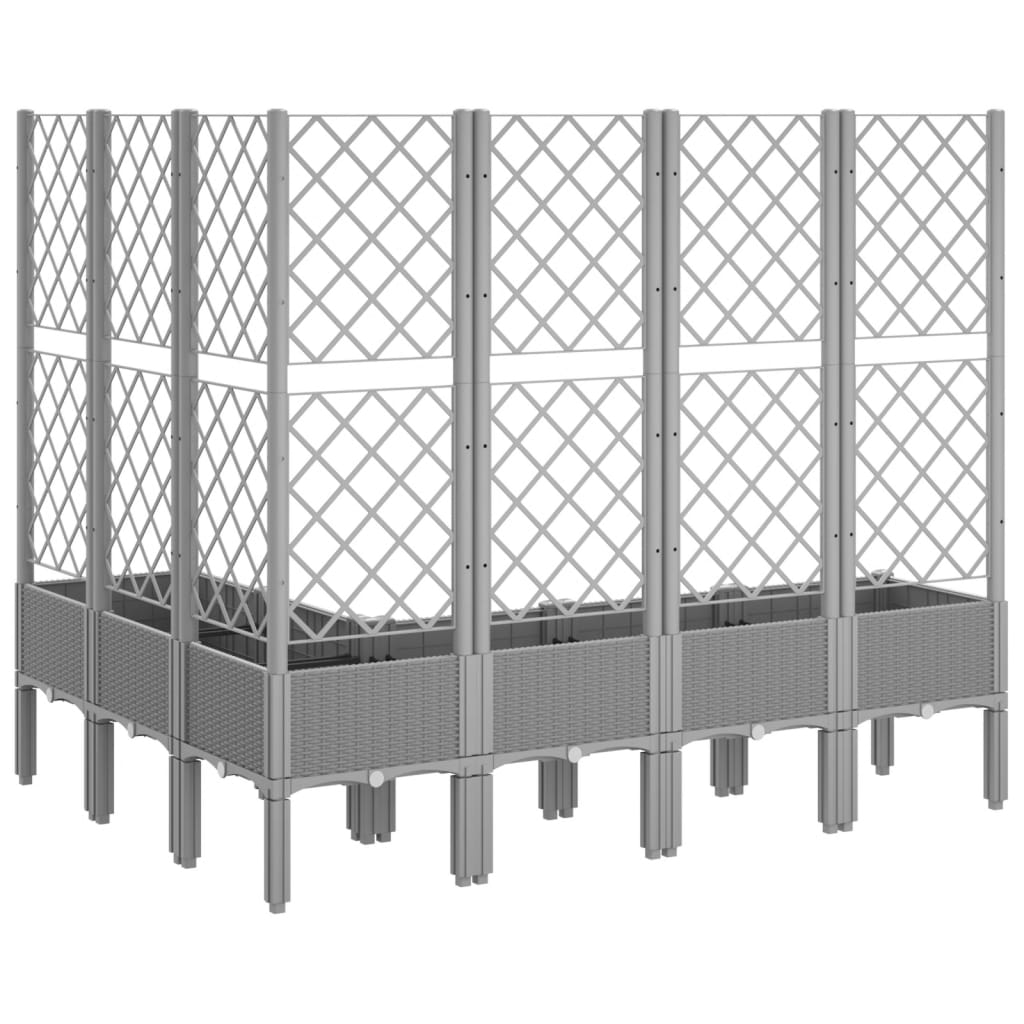 Plantekasse med espalier lysegrå 160x120x142 cm PP