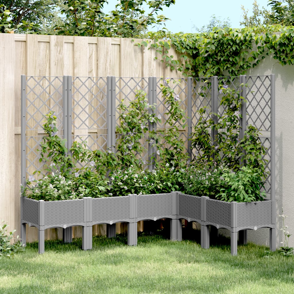 Plantekasse med espalier lysegrå 160x120x142 cm PP
