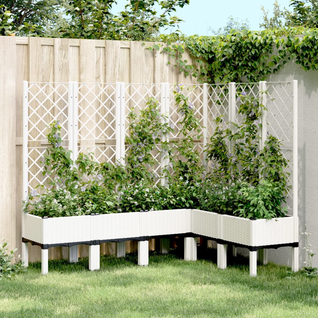 Plantekasse med espalier hvit 160x120x142 cm PP