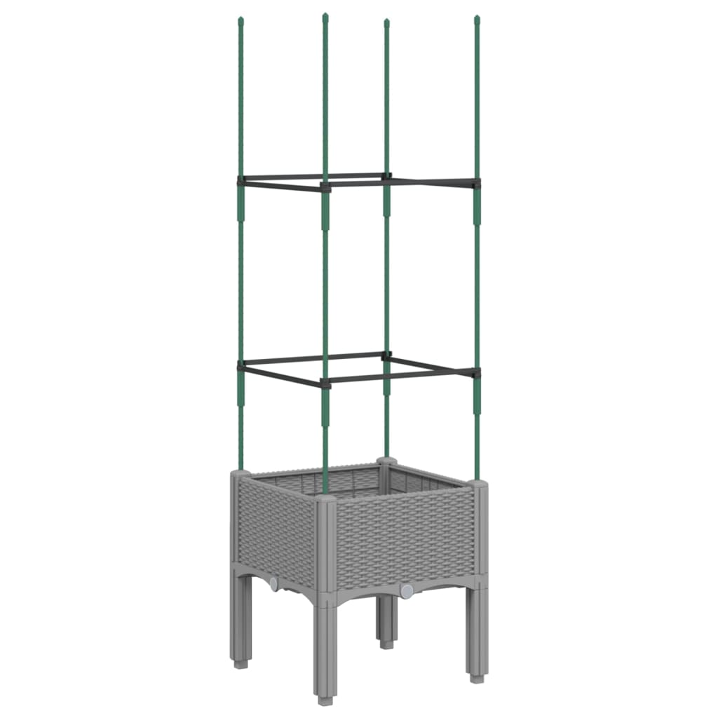 Plantekasse med espalier lysegrå 40x40x142,5 cm PP