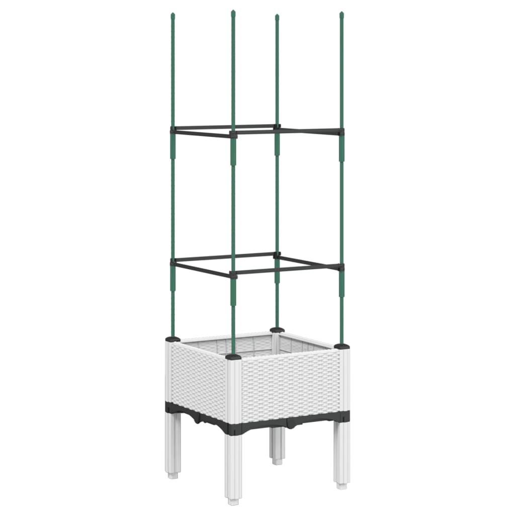 Plantekasse med espalier hvit 40x40x142,5 cm PP