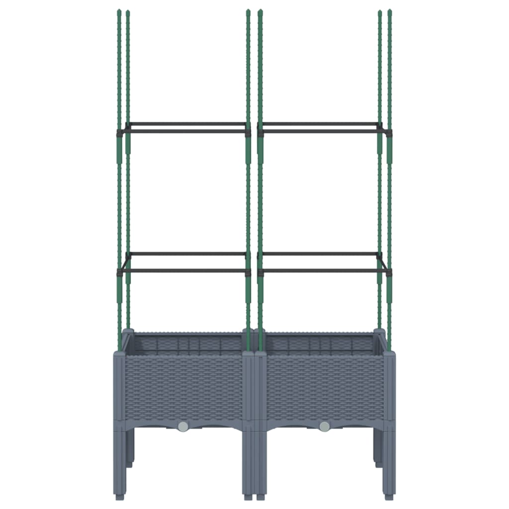 Plantekasse med espalier blågrå 80x40x142,5 cm PP