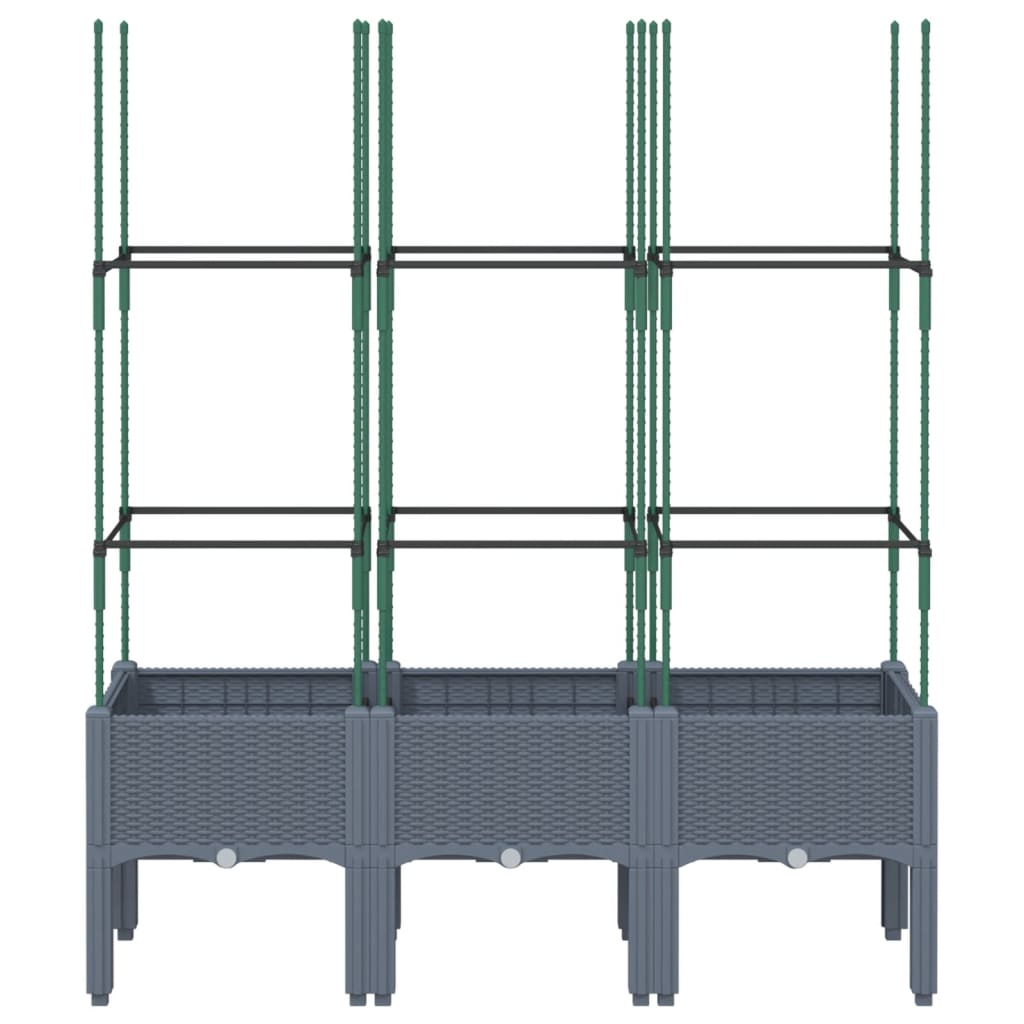 Plantekasse med espalier blågrå 120x40x142,5 cm PP