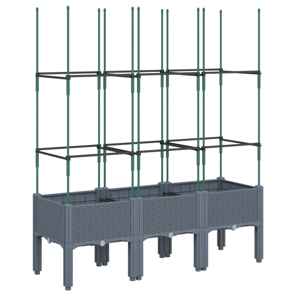 Plantekasse med espalier blågrå 120x40x142,5 cm PP