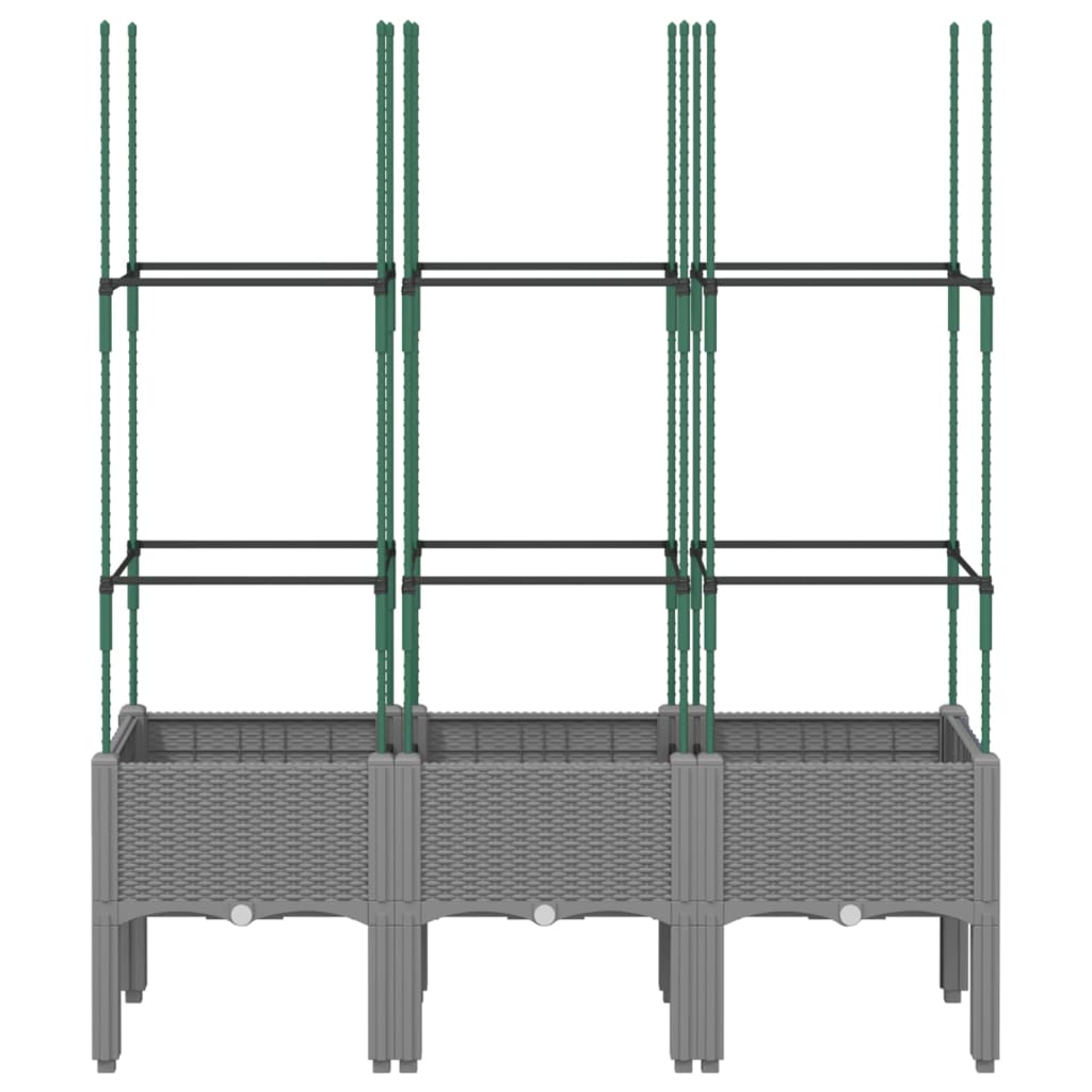 Plantekasse med espalier lysegrå 120x40x142,5 cm PP