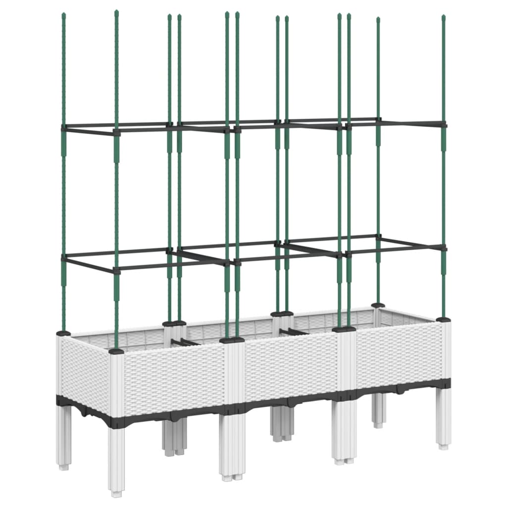Plantekasse med espalier hvit 120x40x142,5 cm PP