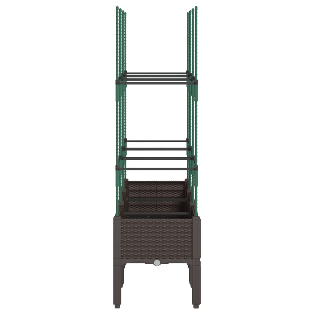 Plantekasse med espalier brun 120x40x142,5 cm PP