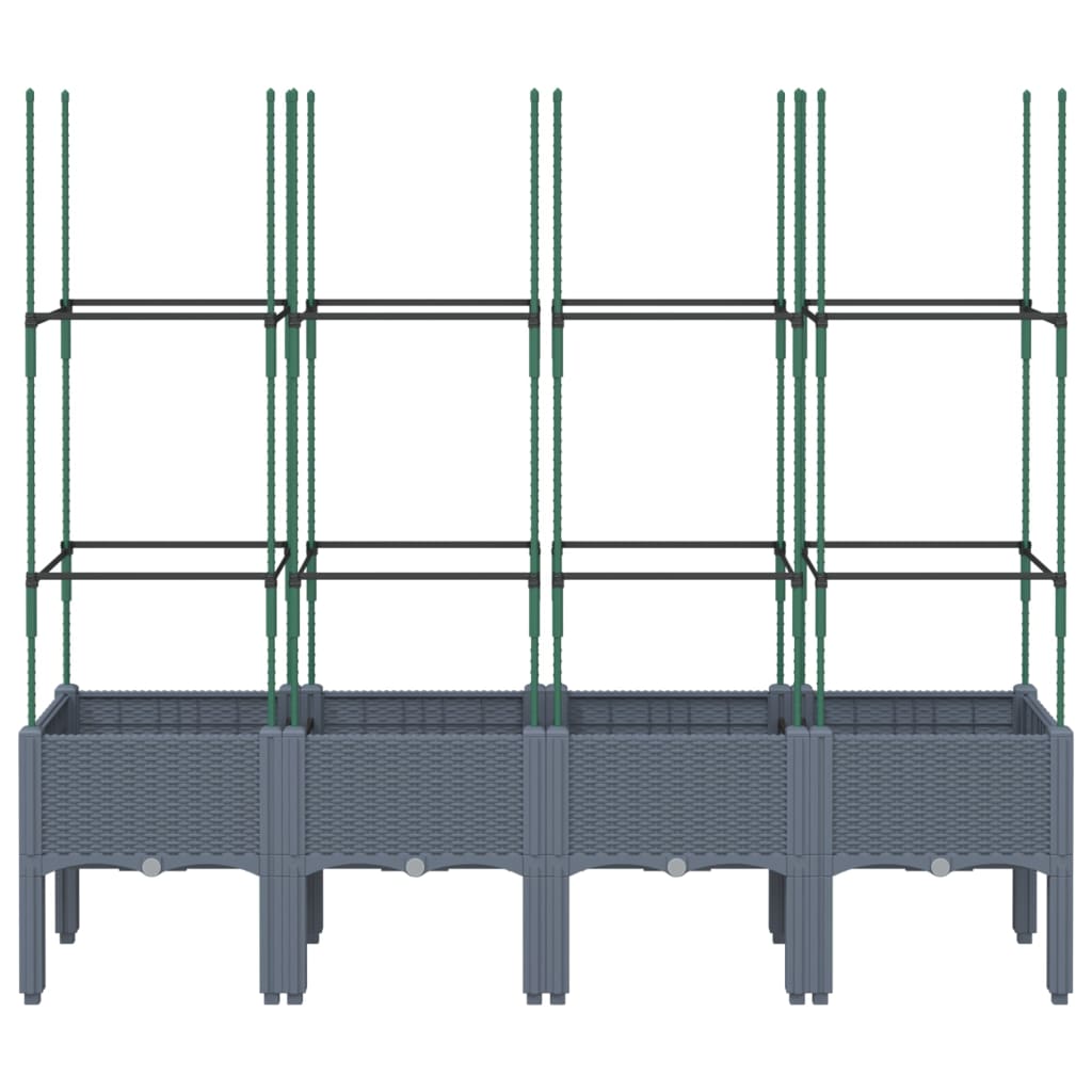 Plantekasse med espalier blågrå 160x40x142,5 cm PP