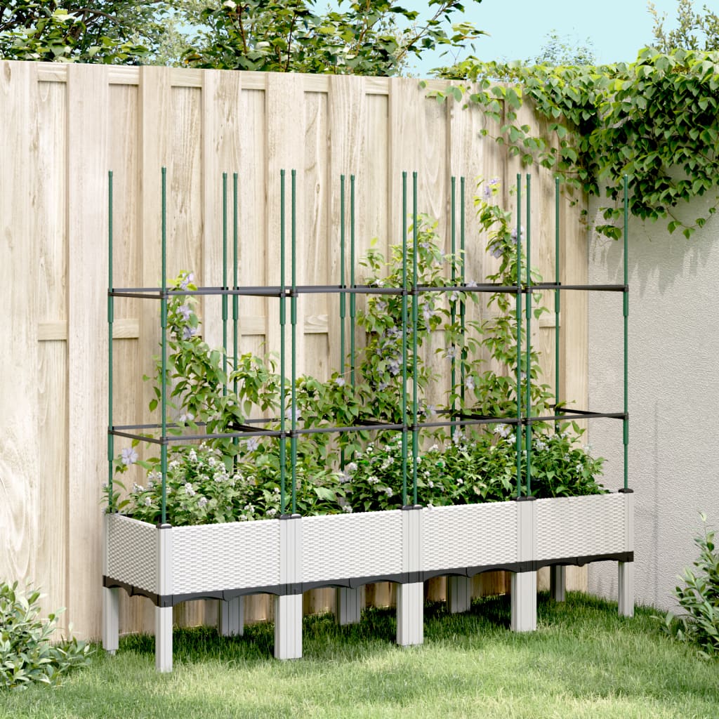 Plantekasse med espalier hvit 160x40x142,5 cm PP