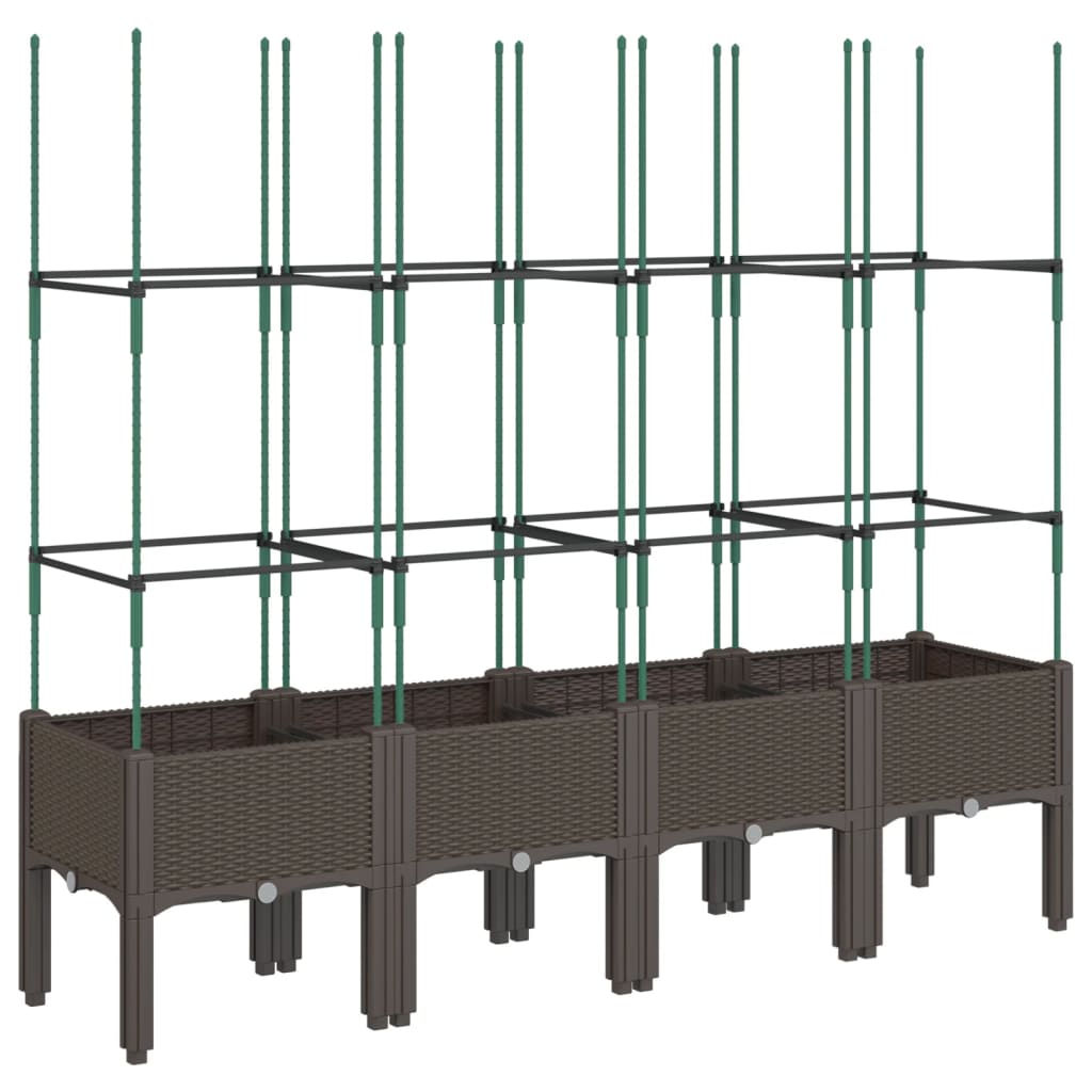 Plantekasse med espalier brun 160x40x142,5 cm PP