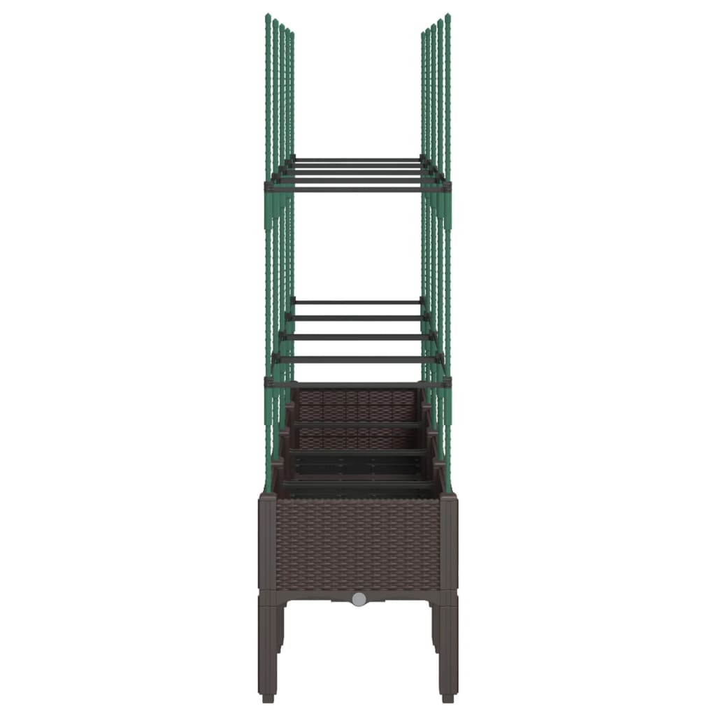 Plantekasse med espalier brun 160x40x142,5 cm PP