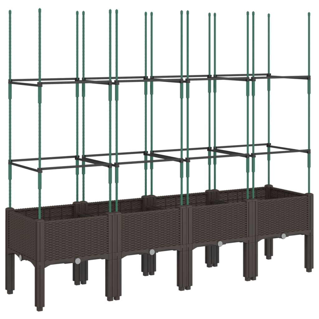 Plantekasse med espalier brun 160x40x142,5 cm PP