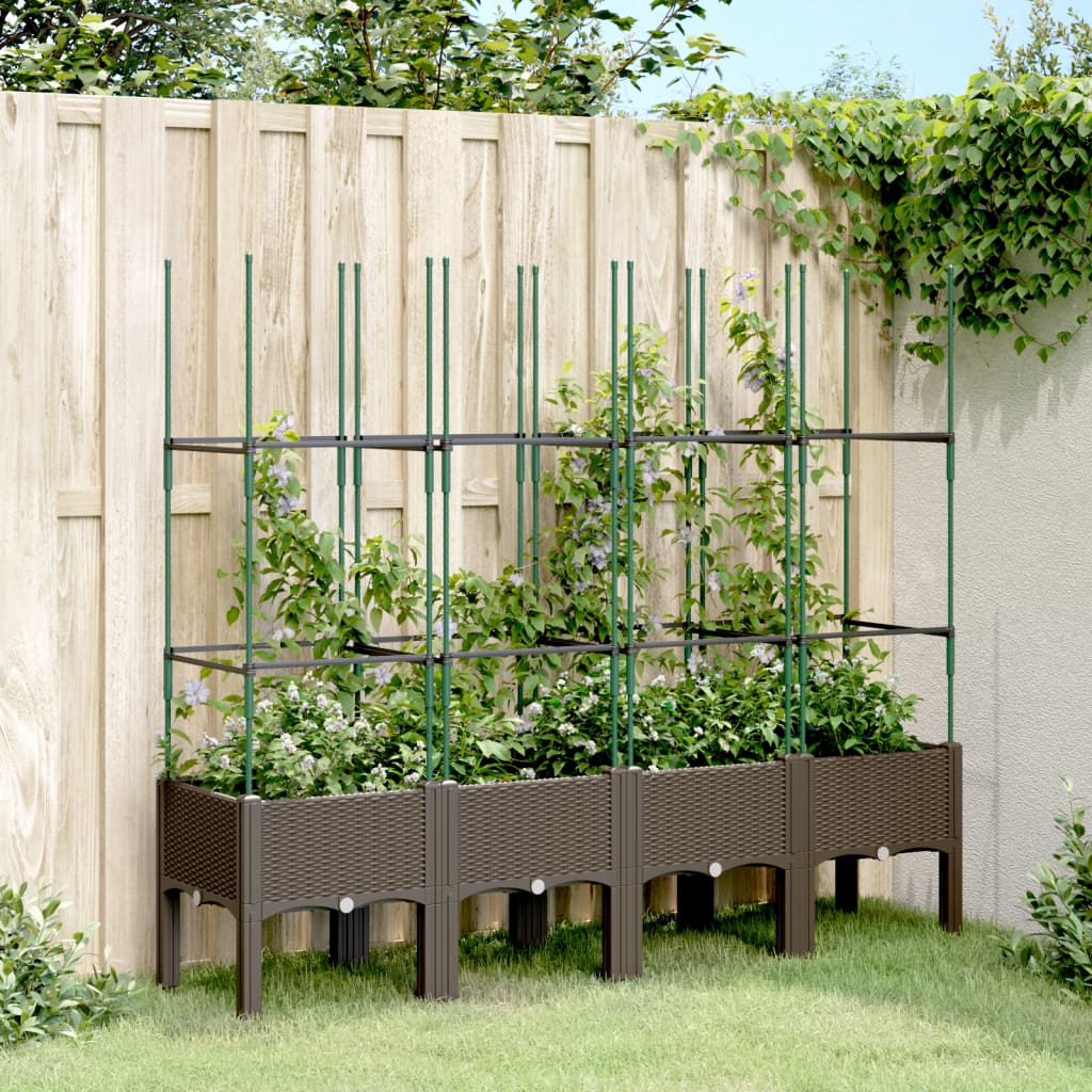 Plantekasse med espalier brun 160x40x142,5 cm PP