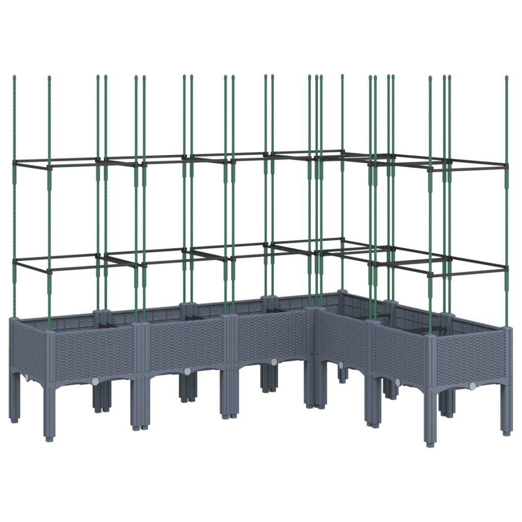 Plantekasse med espalier blågrå 160x120x142,5 cm PP