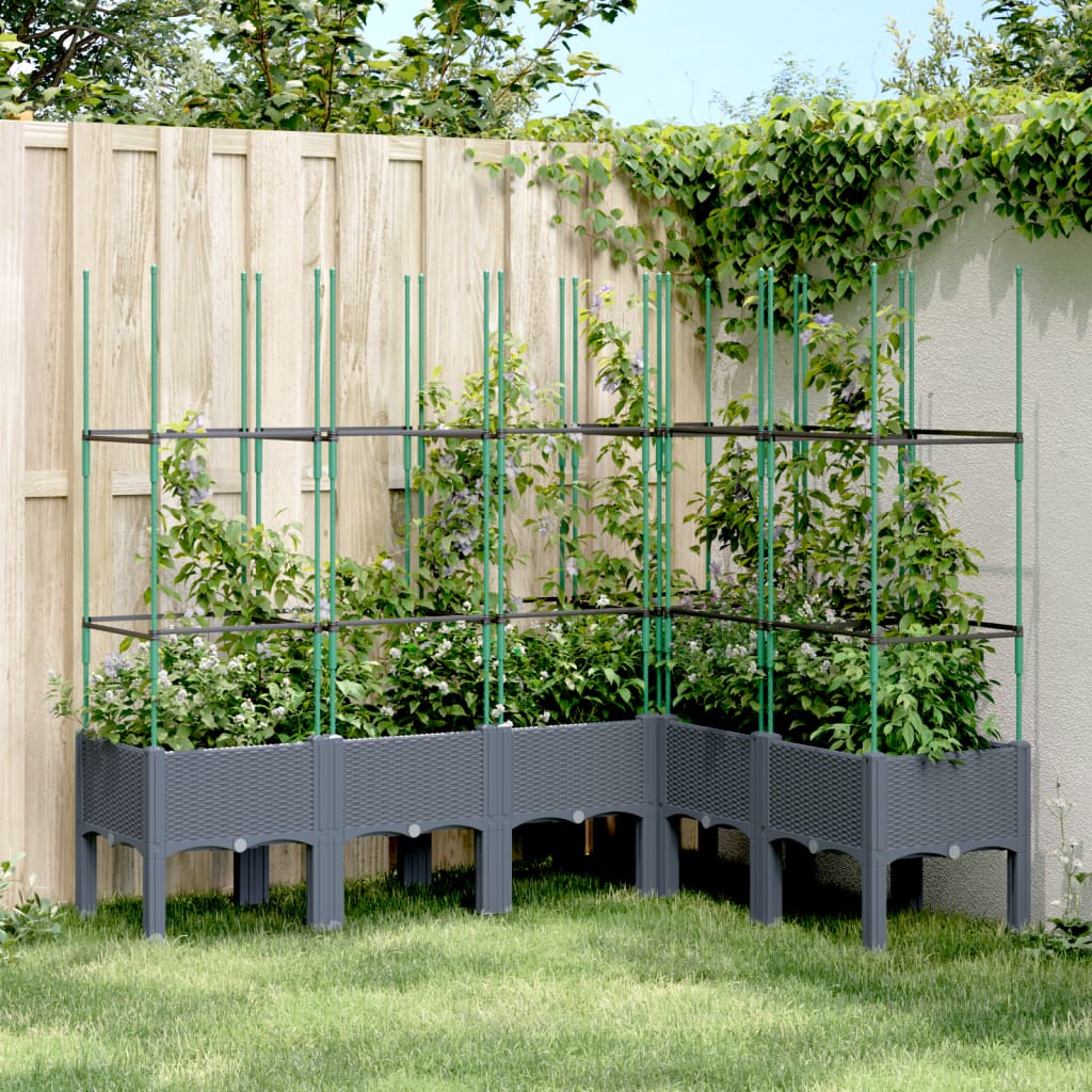 Plantekasse med espalier blågrå 160x120x142,5 cm PP
