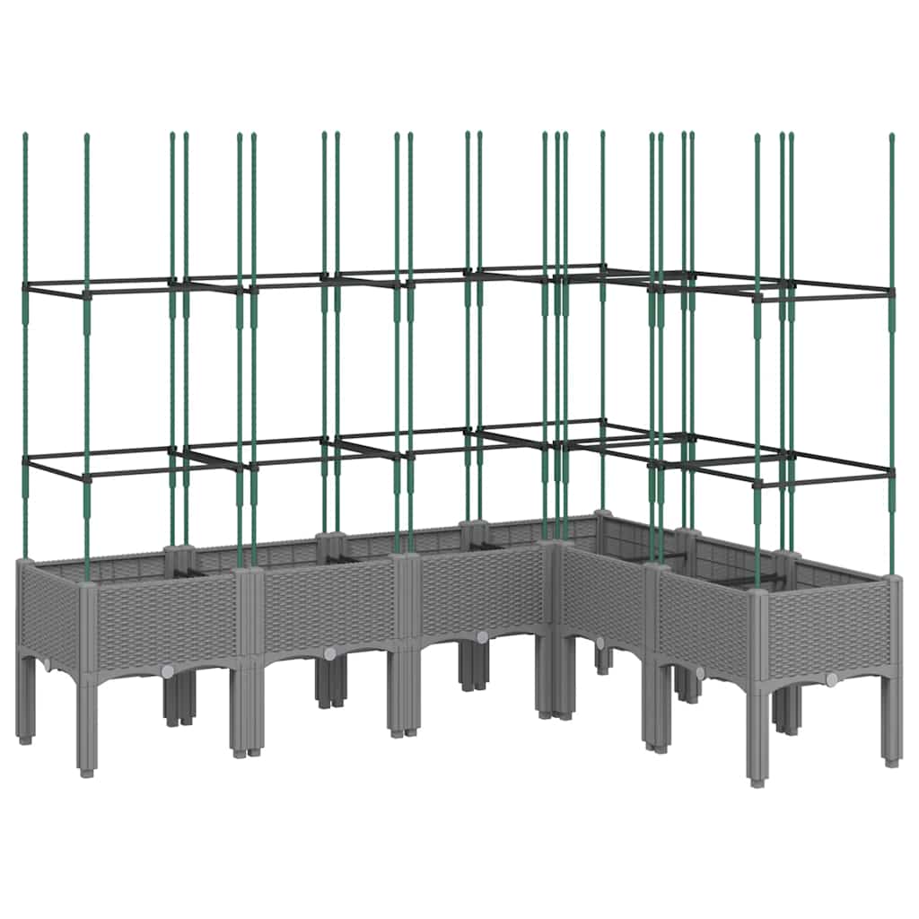 Plantekasse med espalier lysegrå 160x120x142,5 cm PP