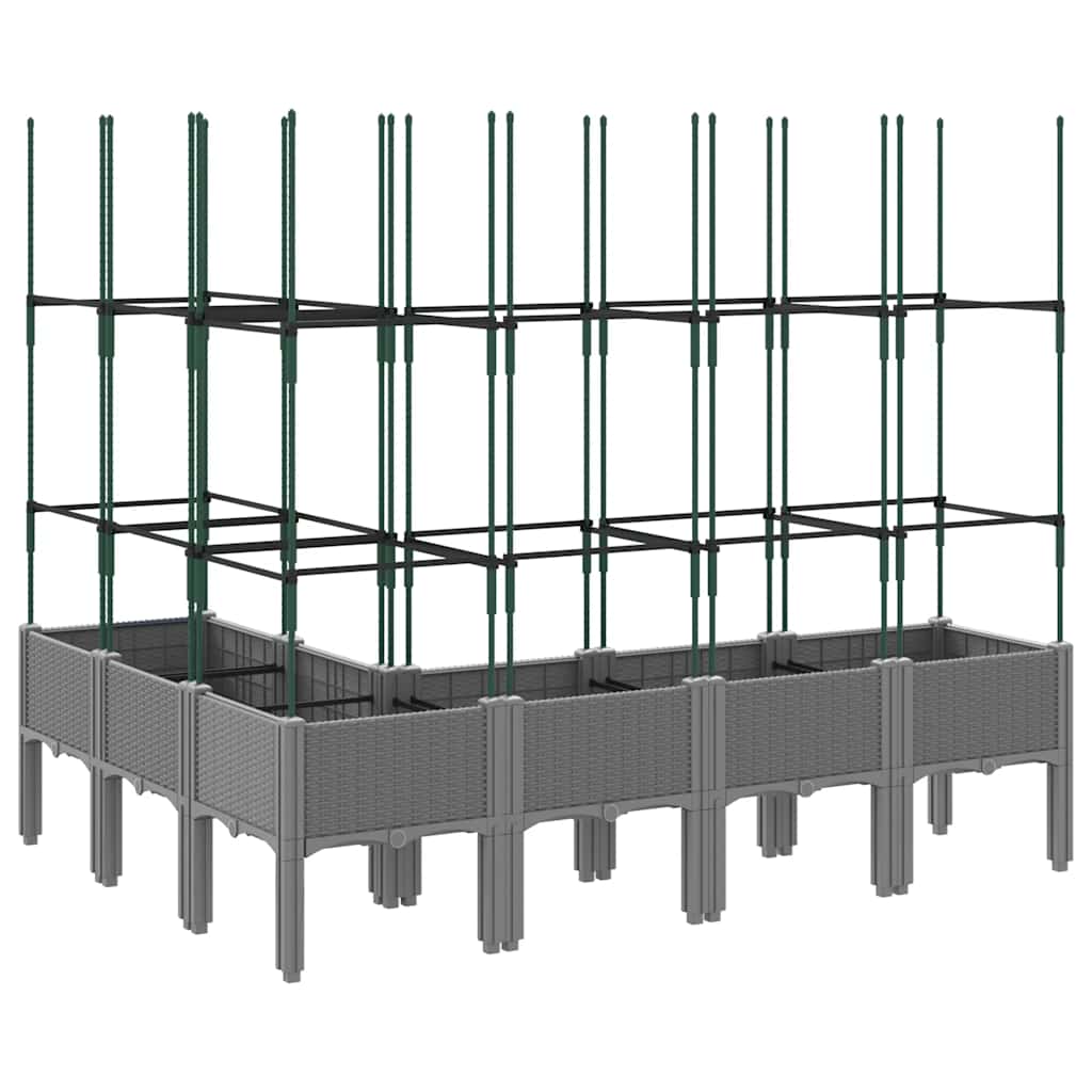 Plantekasse med espalier lysegrå 160x120x142,5 cm PP