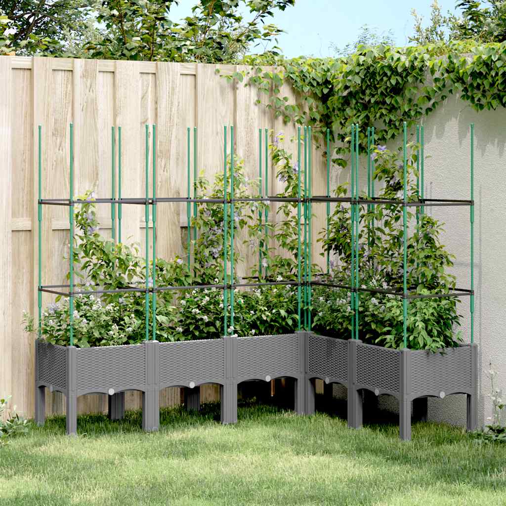 Plantekasse med espalier lysegrå 160x120x142,5 cm PP
