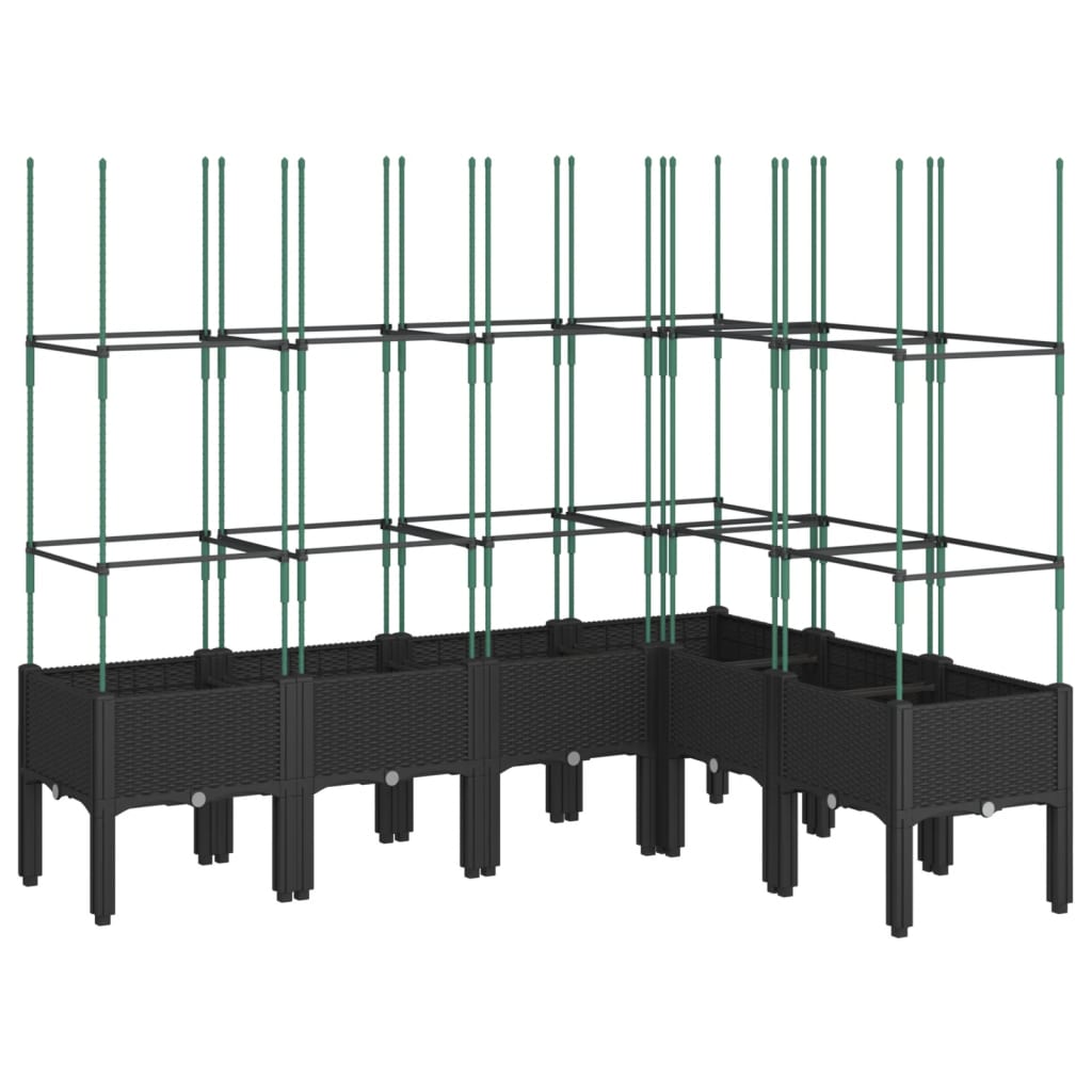 Plantekasse med espalier svart 160x120x142,5 cm PP