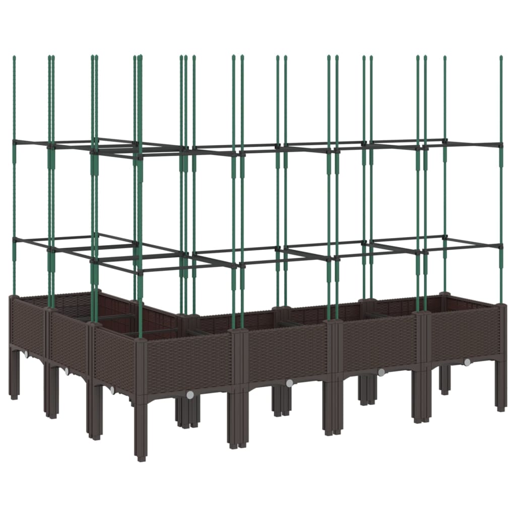 Plantekasse med espalier brun 160x120x142,5 cm PP
