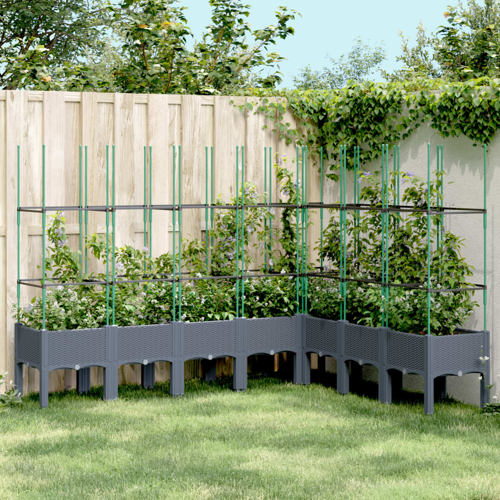 Plantekasse med espalier blågrå 200x160x142,5 cm PP