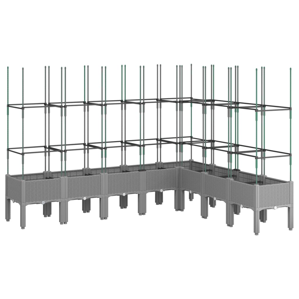 Plantekasse med espalier lysegrå 200x160x142,5 cm PP