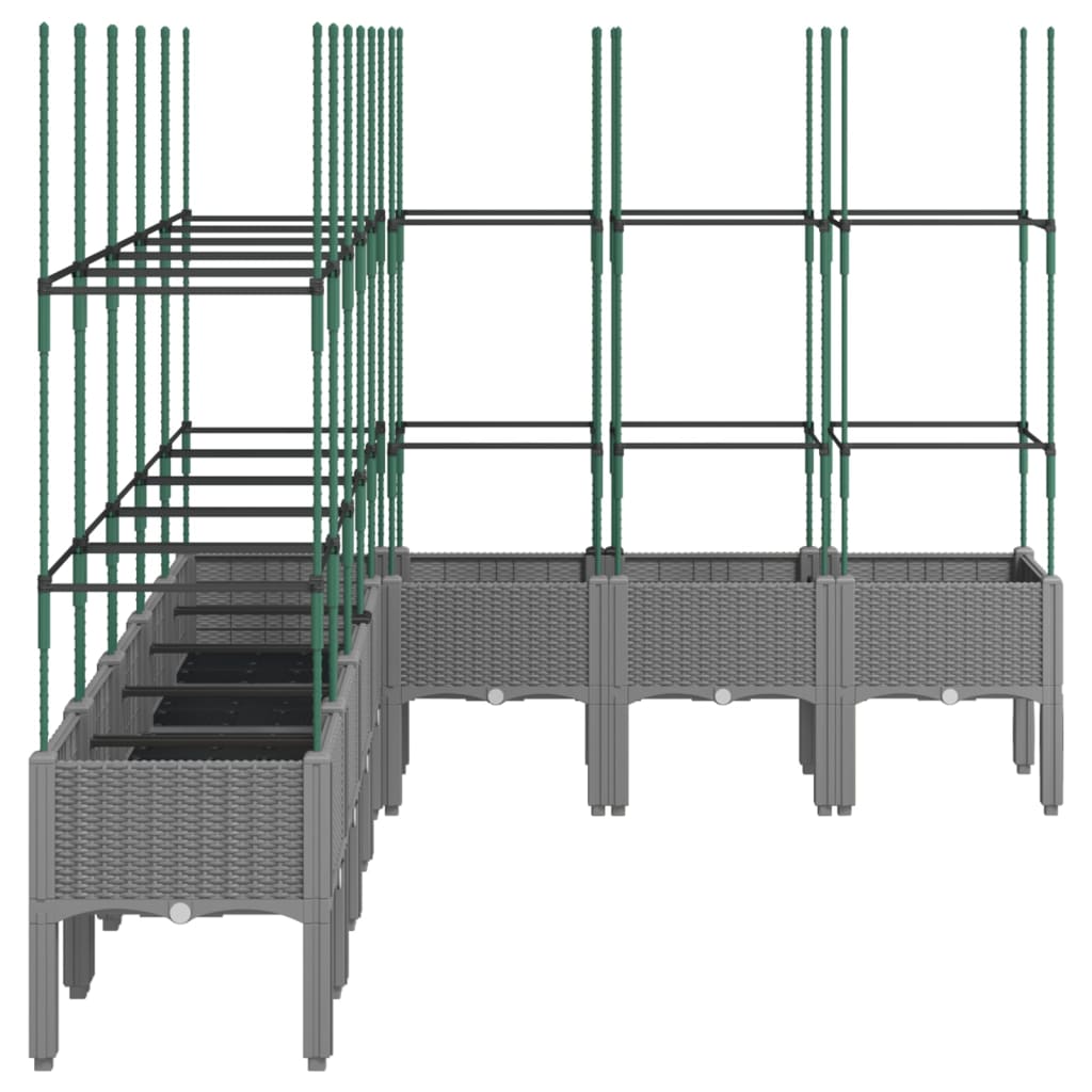 Plantekasse med espalier lysegrå 200x160x142,5 cm PP
