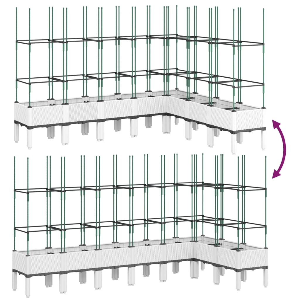 Plantekasse med espalier hvit 200x160x142,5 cm PP