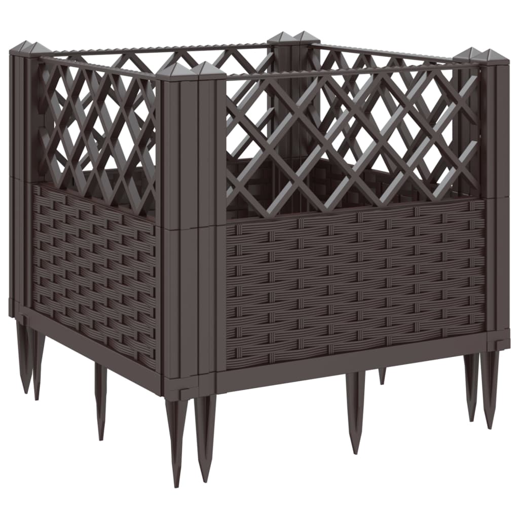 Plantekasse med plugger brun 43,5x43,5x43,5 cm PP