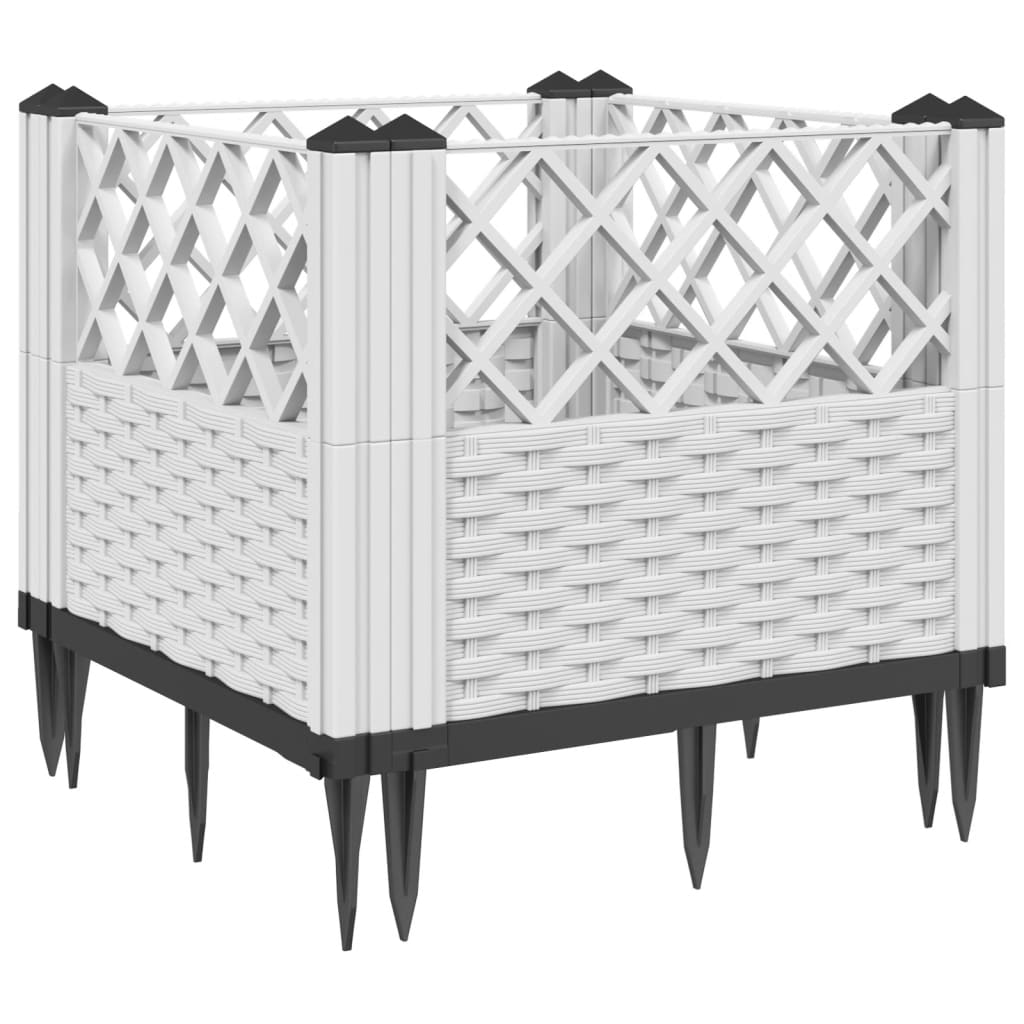 Plantekasse med plugger hvit 43,5x43,5x43,5 cm PP