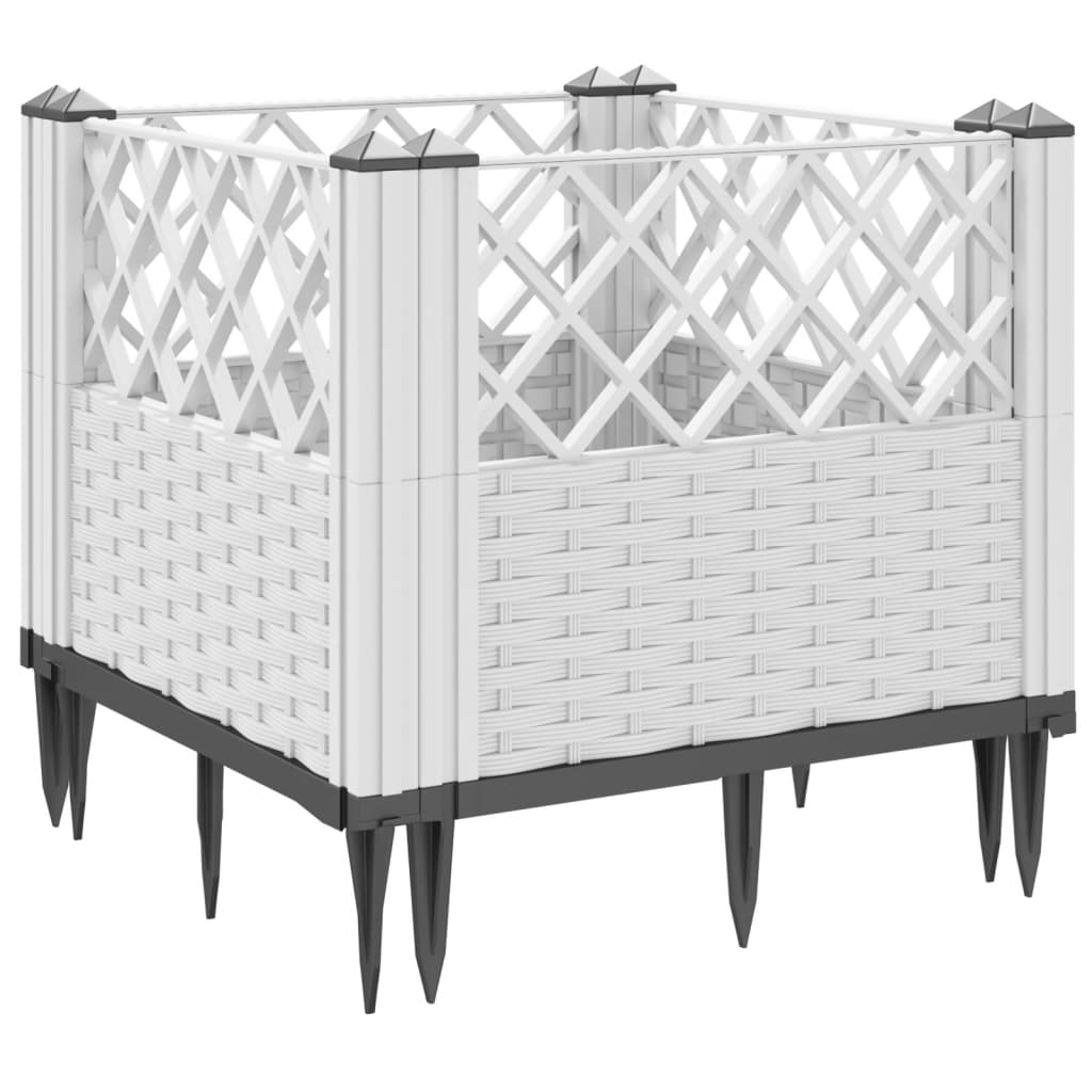 Plantekasse med plugger hvit 43,5x43,5x43,5 cm PP