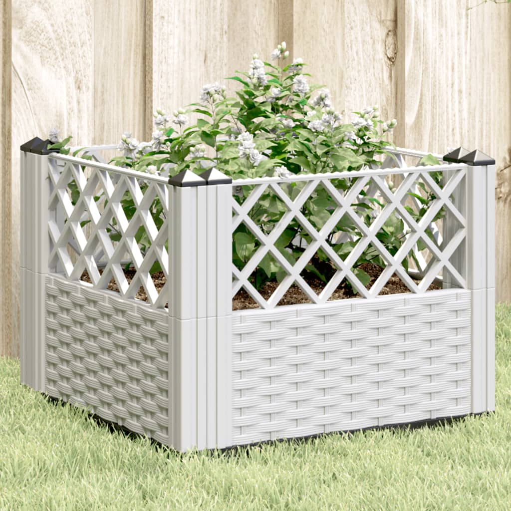 Plantekasse med plugger hvit 43,5x43,5x43,5 cm PP