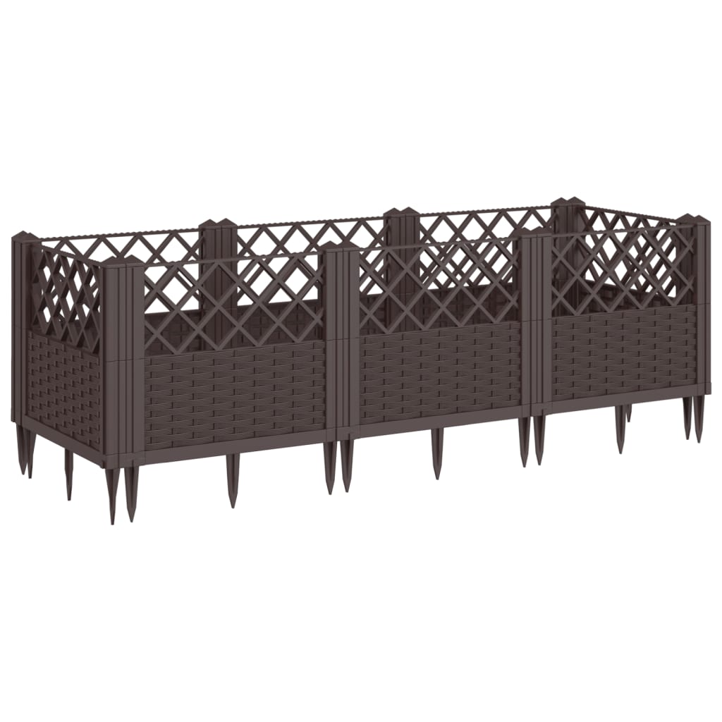 Plantekasse med plugger brun 123,5x43,5x43,5 cm PP