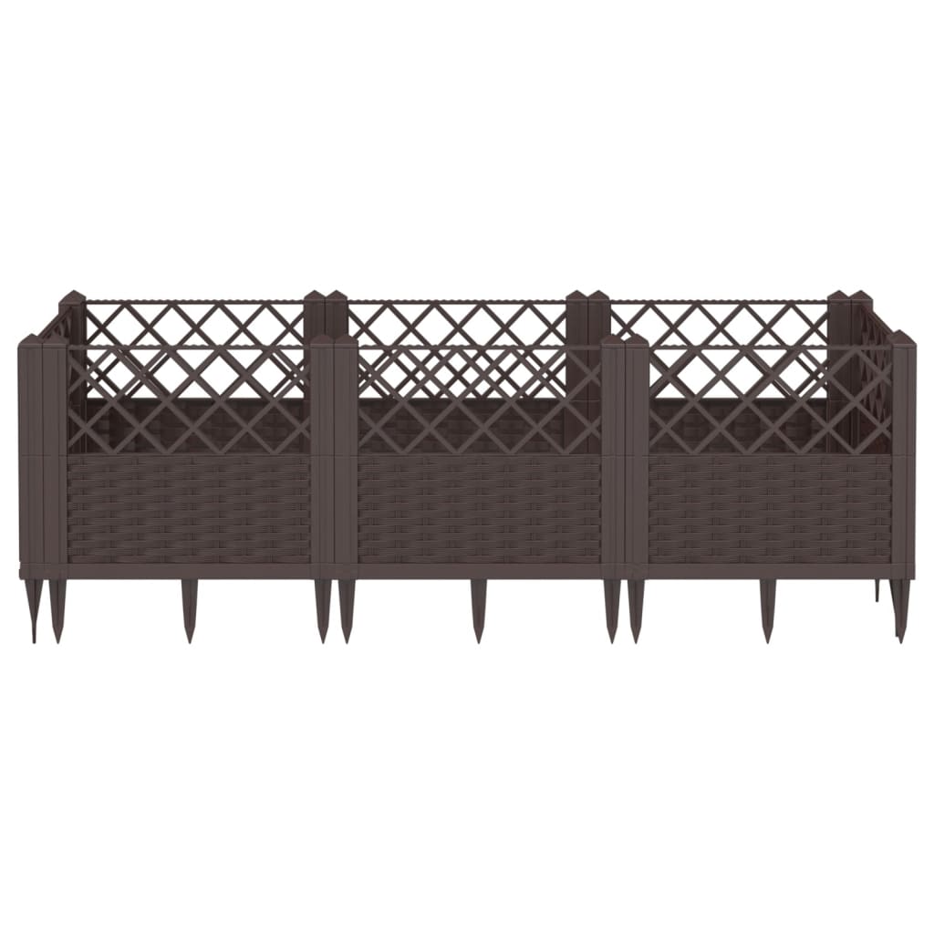 Plantekasse med plugger brun 123,5x43,5x43,5 cm PP
