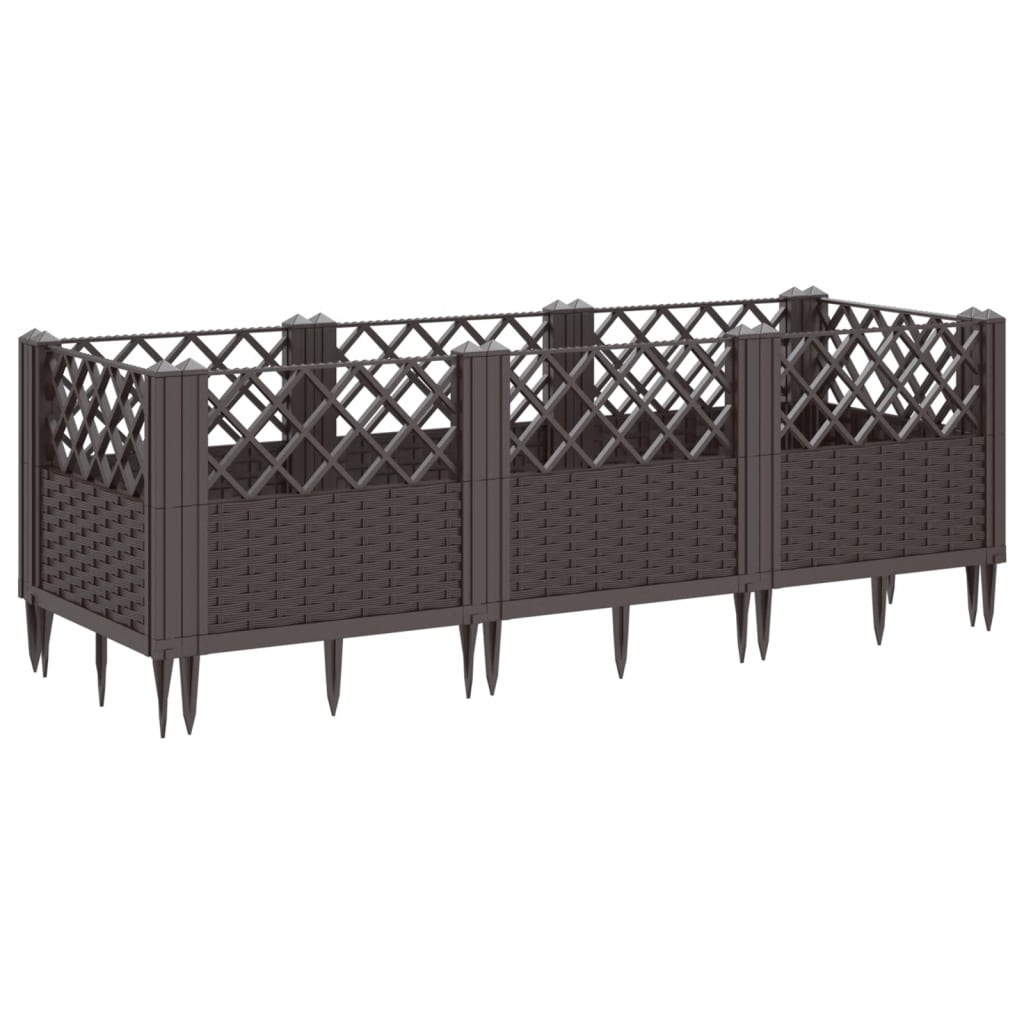 Plantekasse med plugger brun 123,5x43,5x43,5 cm PP
