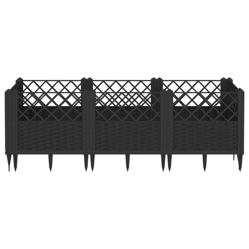 Plantekasse med plugger svart 123,5x43,5x43,5 cm PP
