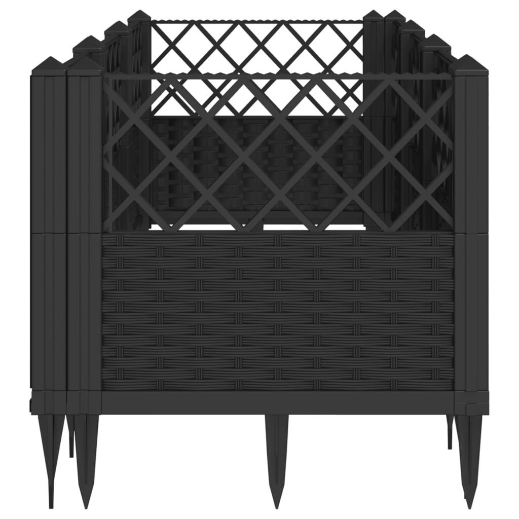 Plantekasse med plugger svart 123,5x43,5x43,5 cm PP