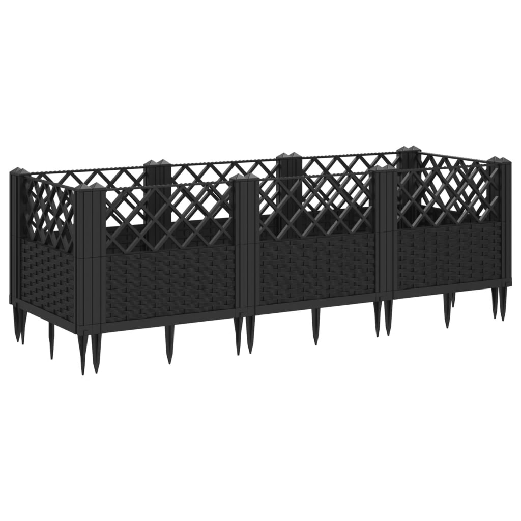 Plantekasse med plugger svart 123,5x43,5x43,5 cm PP