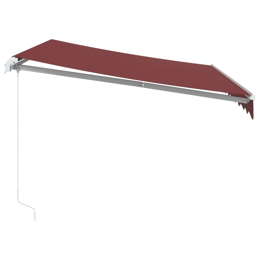 Manuell uttrekkbar markise med LED burgunder 300x250 cm