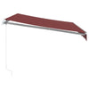 Manuell uttrekkbar markise med LED burgunder 300x250 cm