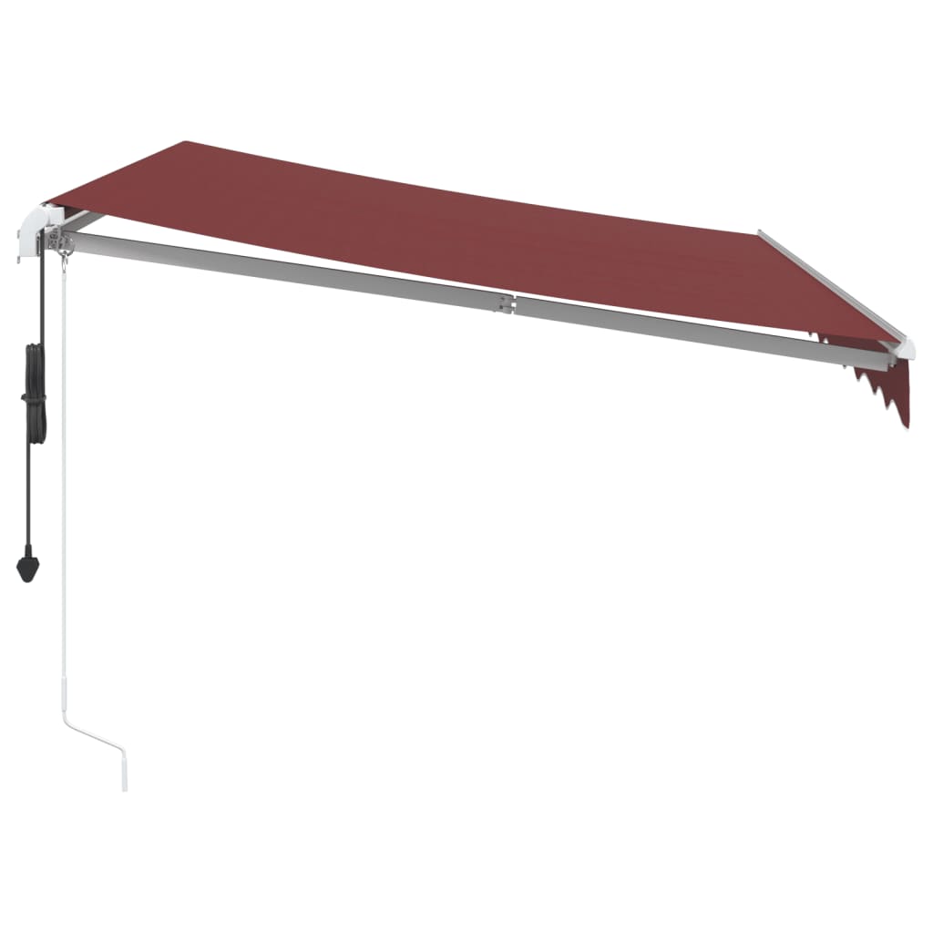 Automatisk uttrekkbar markise med LED burgunder 300x250 cm